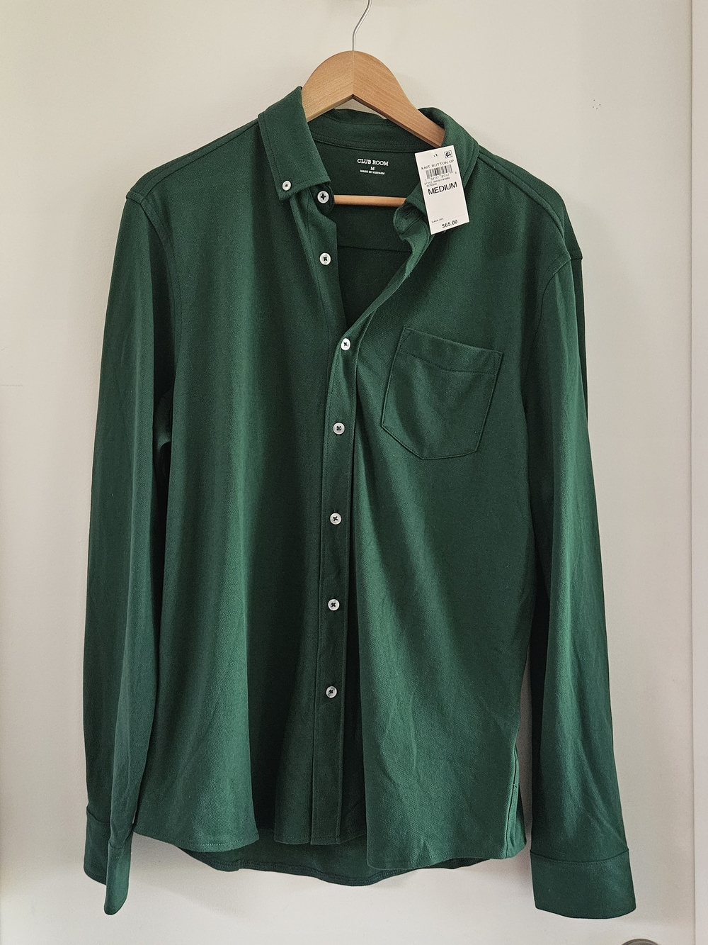 Club Room Men's Deep Green Long-Sleeve Button-Down Shirt
